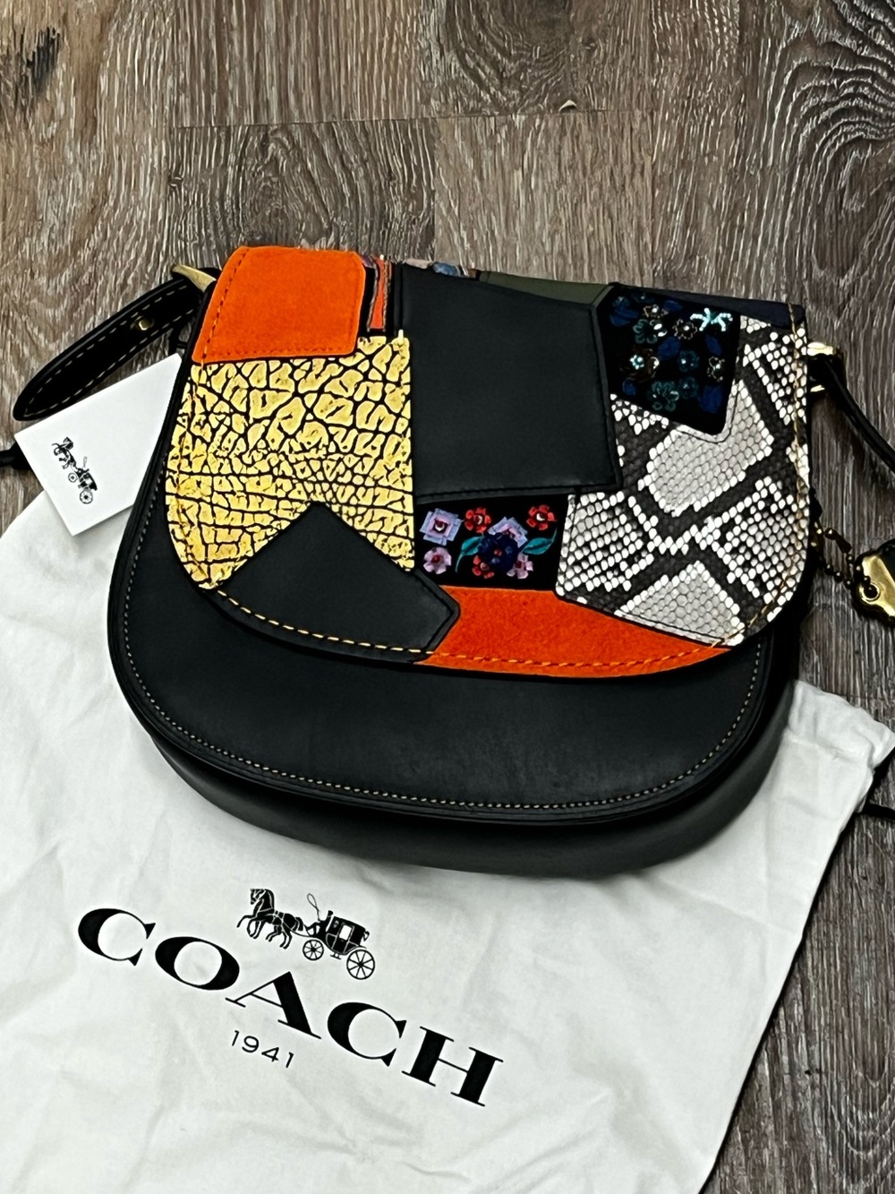 Coach 1941 Linited Edition  Exotic Patchwork Leather Saddle Bag